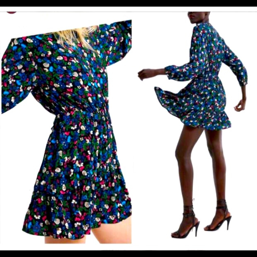 ZARA FLORAL MINI DRESS S
